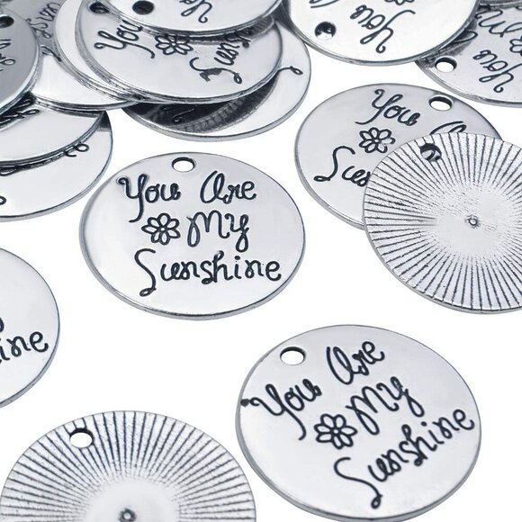 30pcs Inspirational Words Charms Round Message Alloy Pendants Jewelry Making Sup - Picture 2 of 7